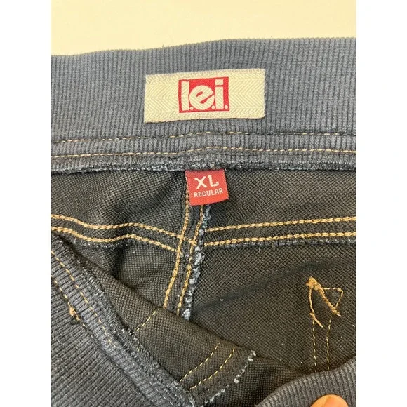 LEI Womens XL Dark Wash Skinny Pull On Jeggings Drawstring Elastic Waist Denim - Picture 8 of 13